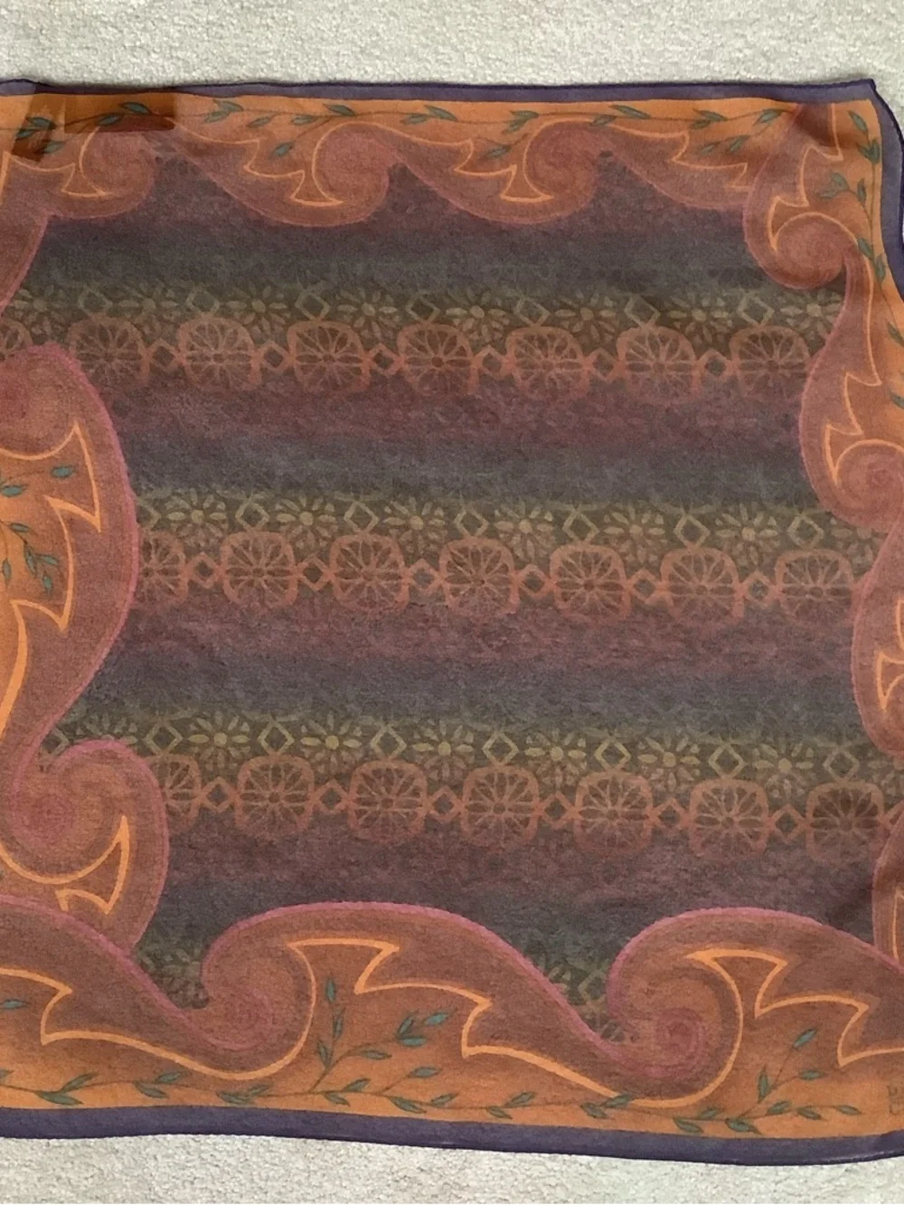 Vintage Diahann Carroll Sheer Multicolor Silk Scarf